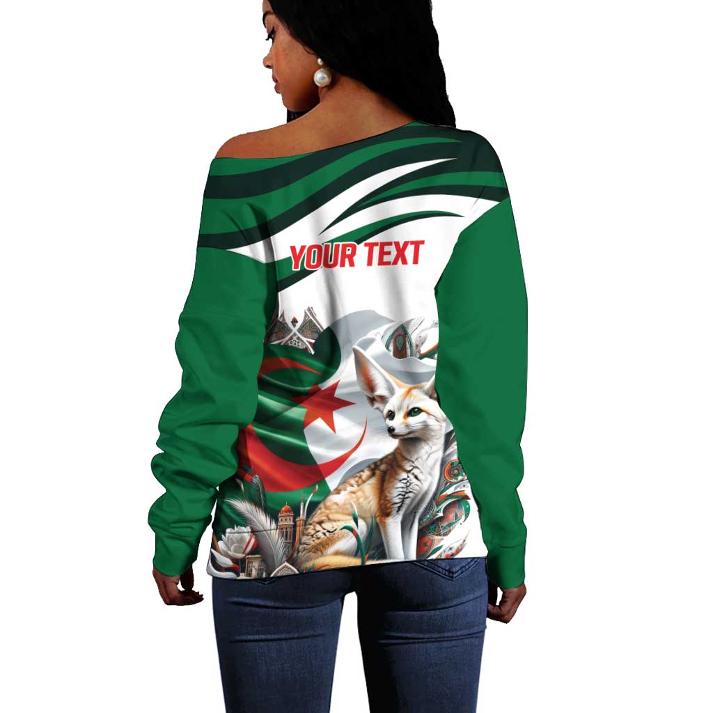 Algeria Fennec Fox Personalized Off Shoulder Sweater with Algerian Culture and Nature LT9