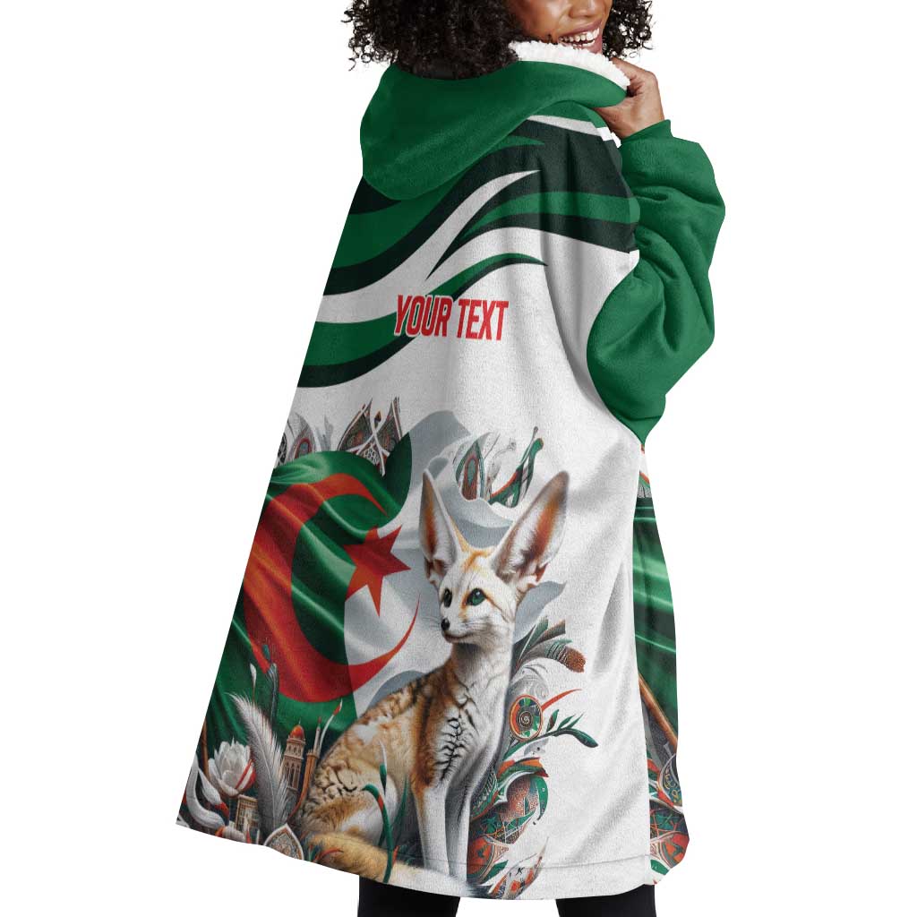Algeria Fennec Fox Personalized Wearable Blanket Hoodie with Algerian Culture and Nature LT9