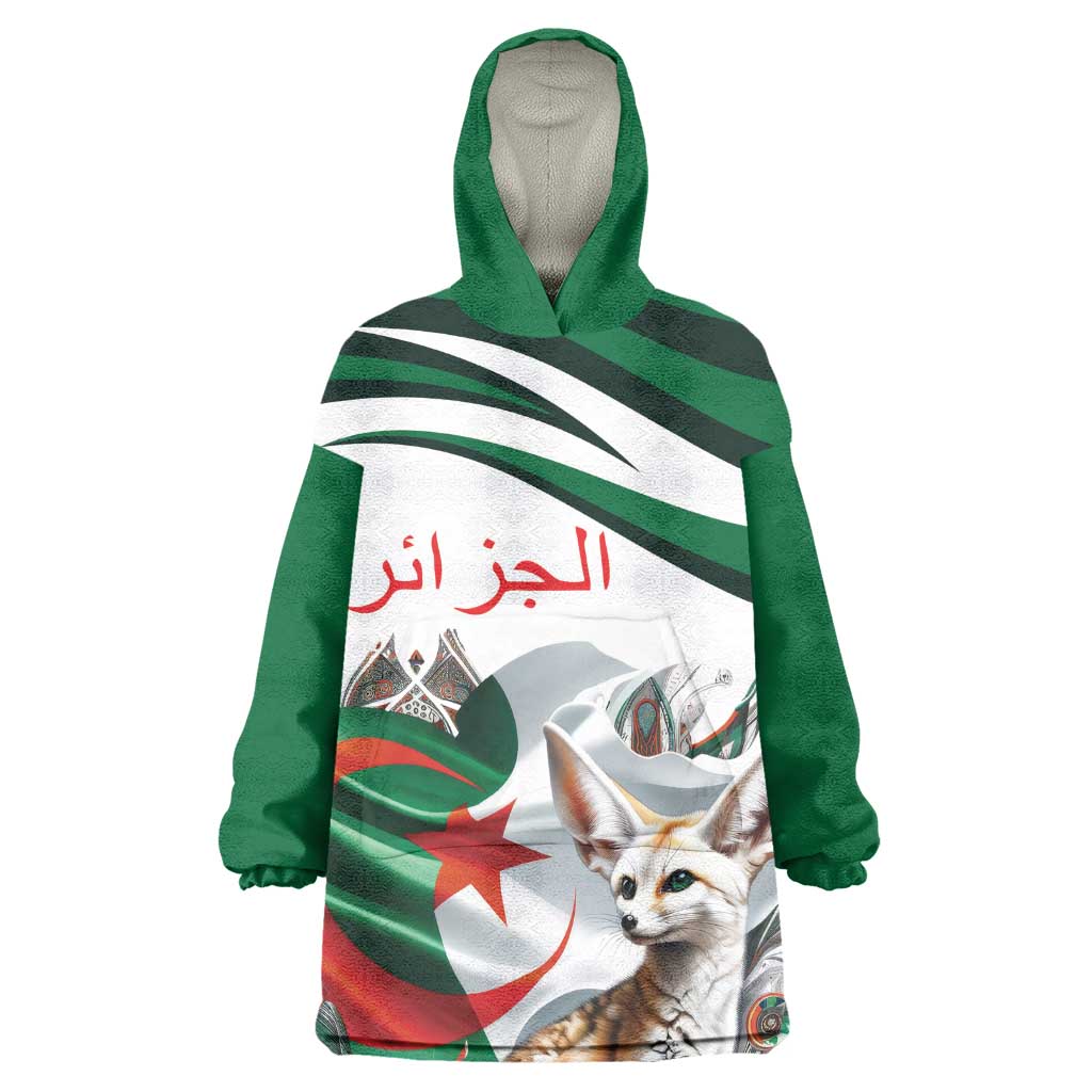 Algeria Fennec Fox Personalized Wearable Blanket Hoodie with Algerian Culture and Nature LT9