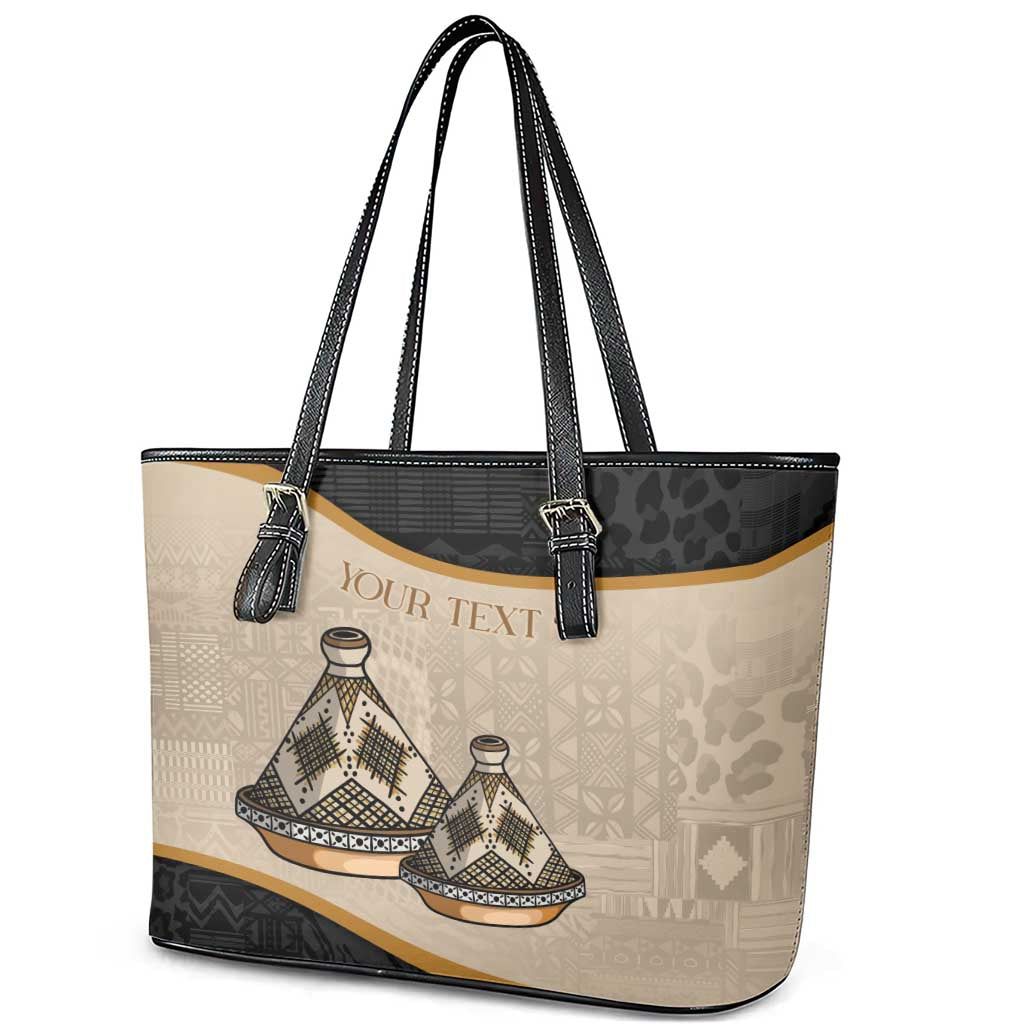 Algeria Tajine Dish Personalized Leather Tote Bag with African Tribal Pattern LT9