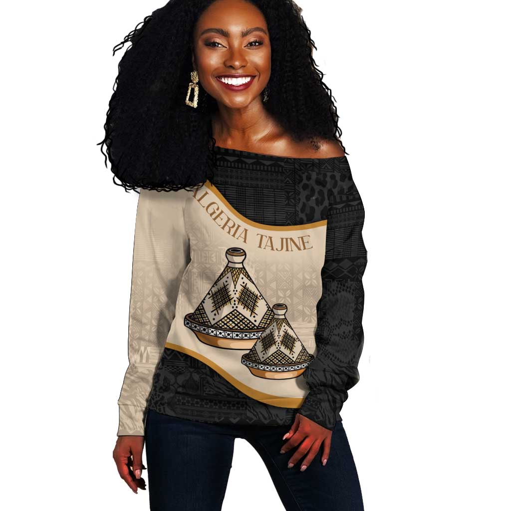 Algeria Tajine Dish Personalized Off Shoulder Sweater with African Tribal Pattern LT9