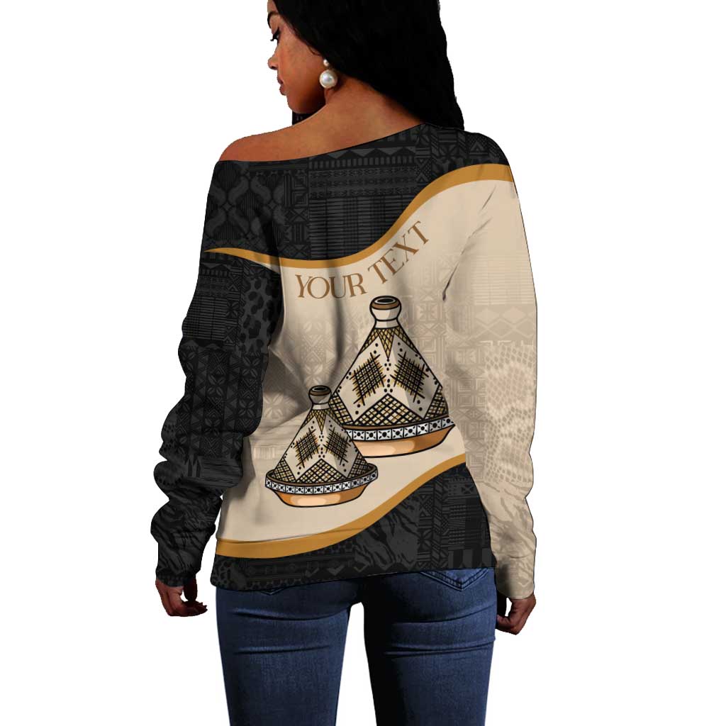 Algeria Tajine Dish Personalized Off Shoulder Sweater with African Tribal Pattern LT9