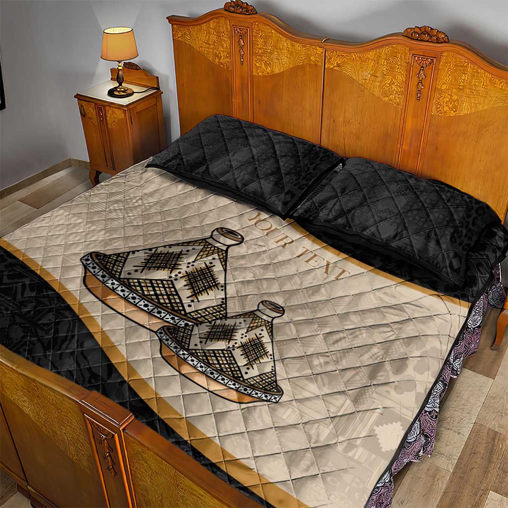 Algeria Tajine Dish Personalized Quilt Bed Set with African Tribal Pattern LT9
