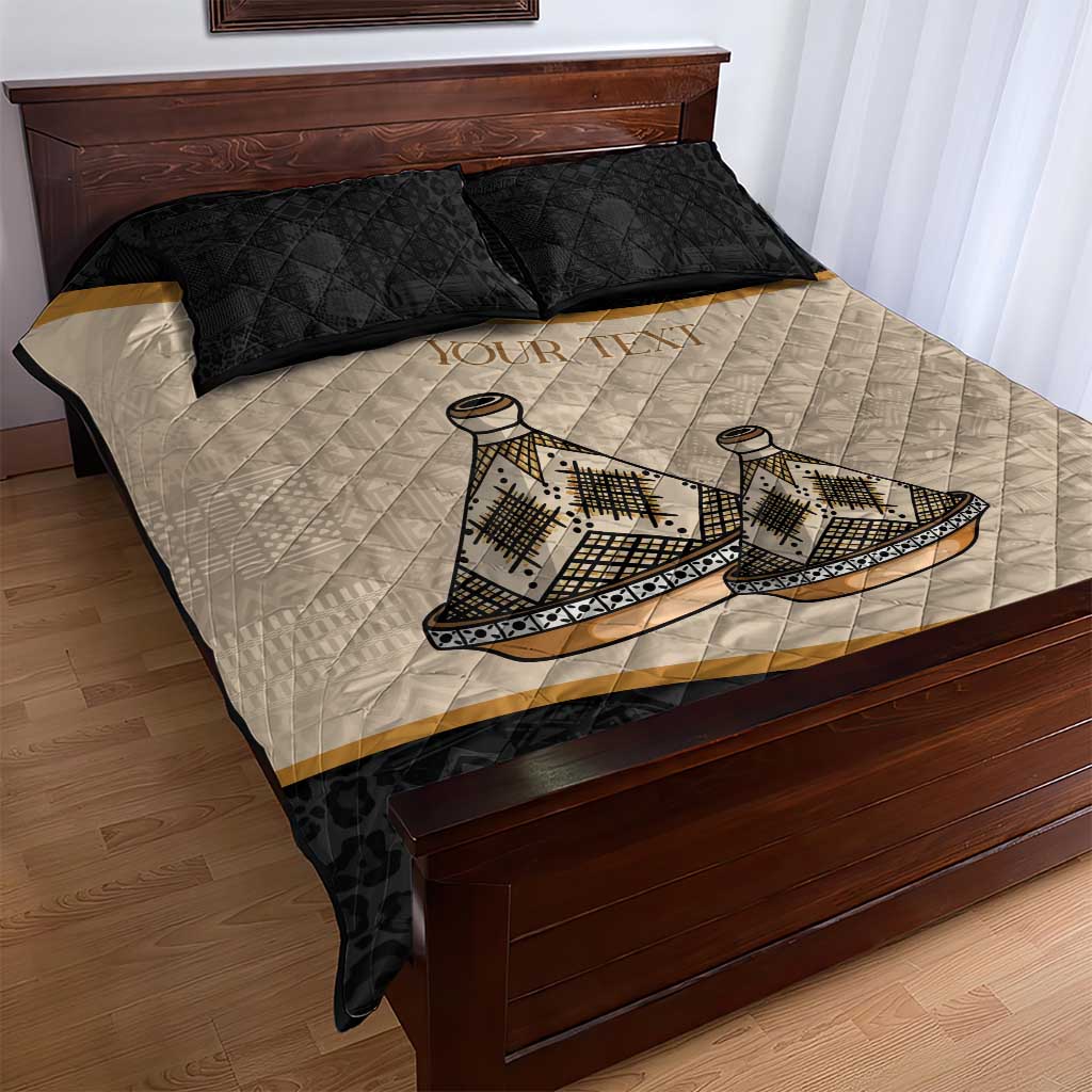 Algeria Tajine Dish Personalized Quilt Bed Set with African Tribal Pattern LT9