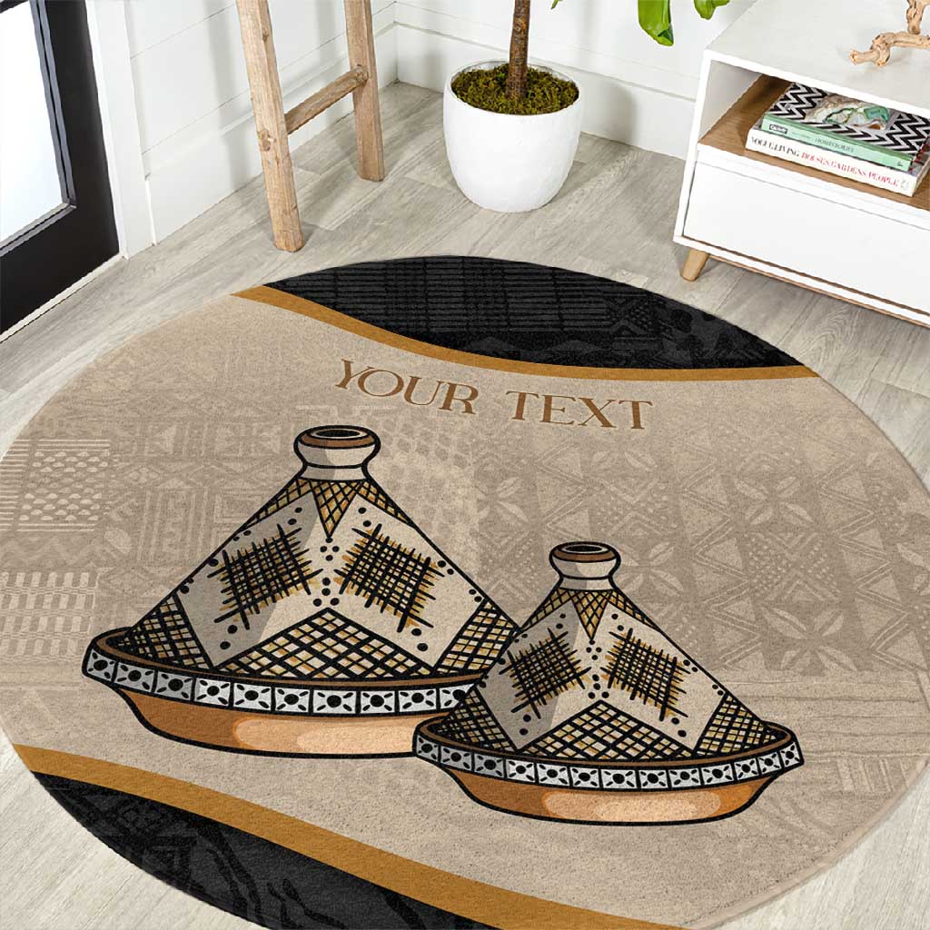 Algeria Tajine Dish Personalized Round Carpet with African Tribal Pattern LT9