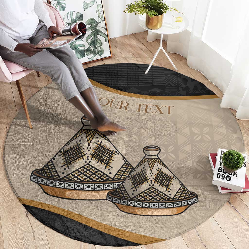 Algeria Tajine Dish Personalized Round Carpet with African Tribal Pattern LT9