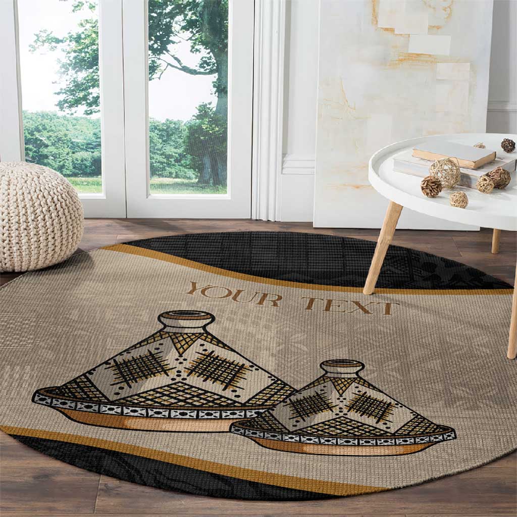 Algeria Tajine Dish Personalized Round Carpet with African Tribal Pattern LT9