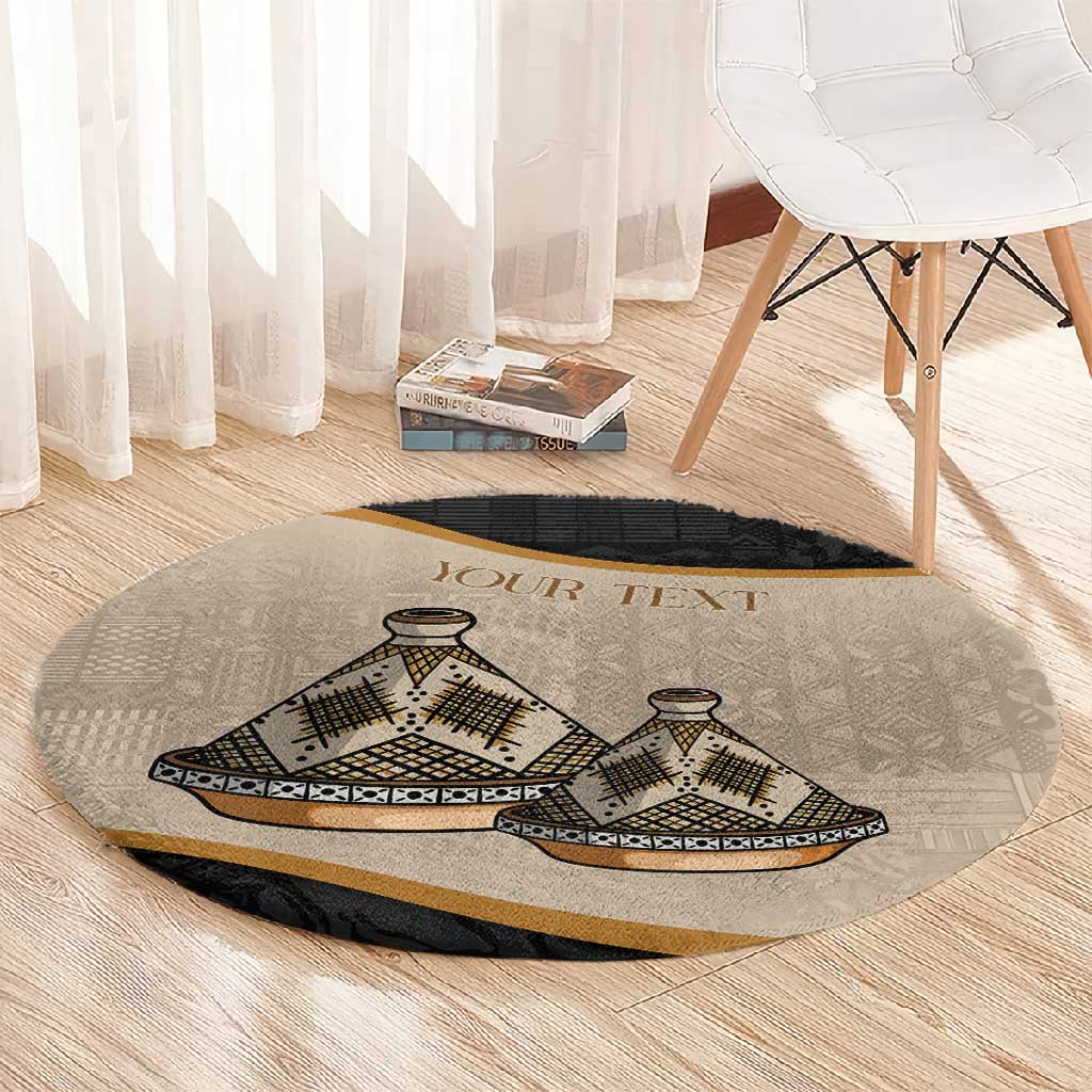 Algeria Tajine Dish Personalized Round Carpet with African Tribal Pattern LT9