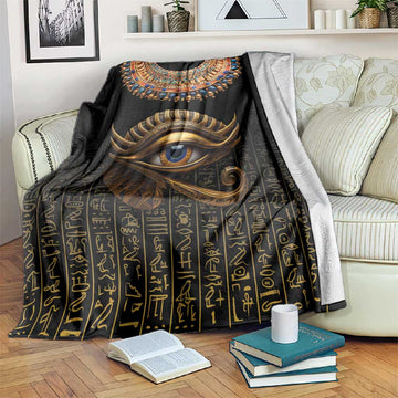 Egypt Eyes Of Horus Blanket with Egyptian Hieroglyphs LT9