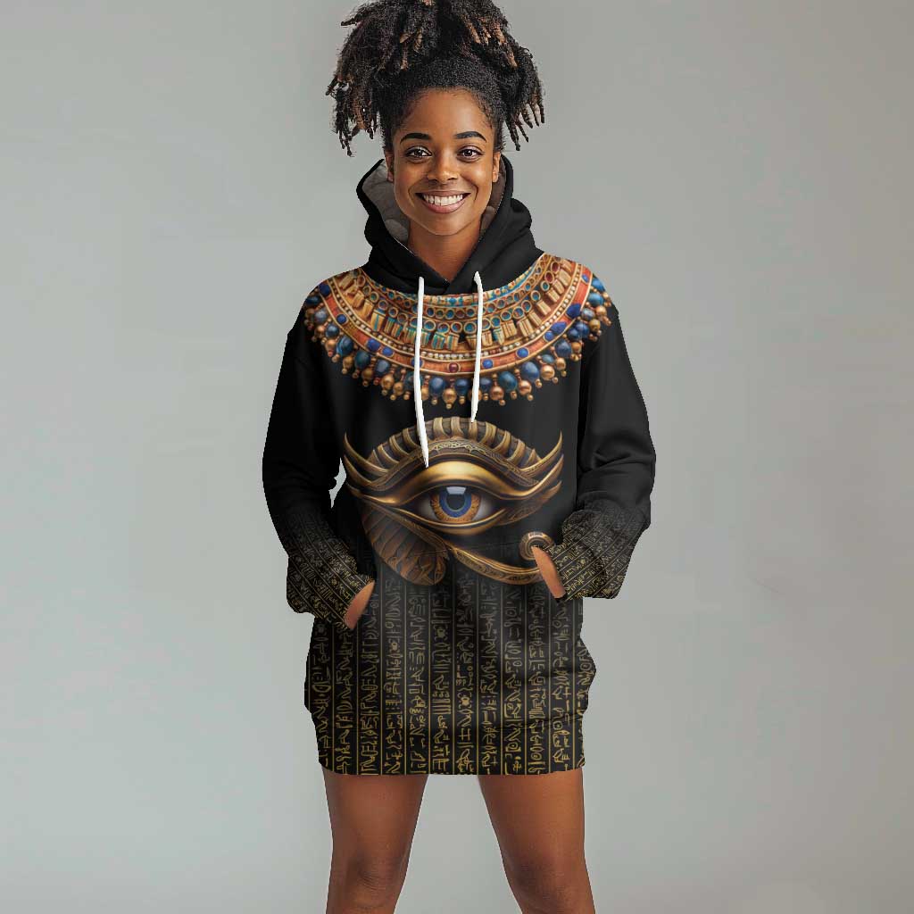 Egypt Eyes Of Horus Hoodie Dress with Egyptian Hieroglyphs LT9