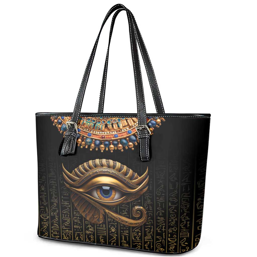 Egypt Eyes Of Horus Leather Tote Bag with Egyptian Hieroglyphs LT9