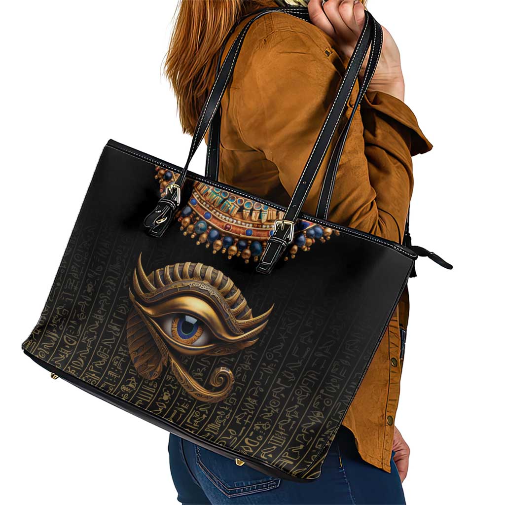 Egypt Eyes Of Horus Leather Tote Bag with Egyptian Hieroglyphs LT9