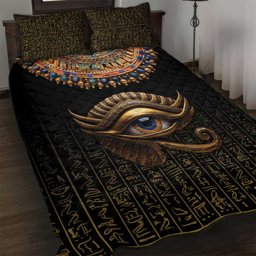 Egypt Eyes Of Horus Quilt Bed Set with Egyptian Hieroglyphs LT9