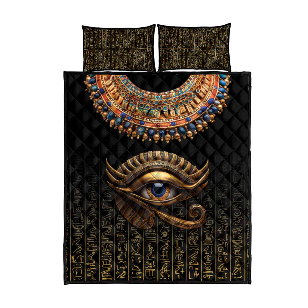 Egypt Eyes Of Horus Quilt Bed Set with Egyptian Hieroglyphs LT9