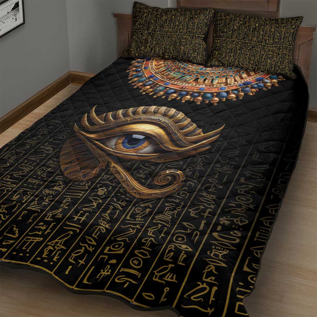 Egypt Eyes Of Horus Quilt Bed Set with Egyptian Hieroglyphs LT9