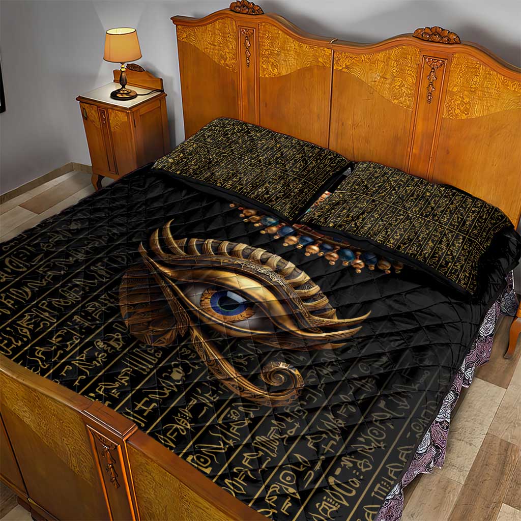 Egypt Eyes Of Horus Quilt Bed Set with Egyptian Hieroglyphs LT9
