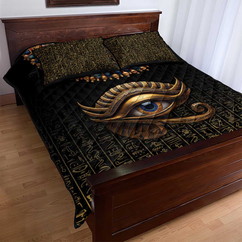 Egypt Eyes Of Horus Quilt Bed Set with Egyptian Hieroglyphs LT9