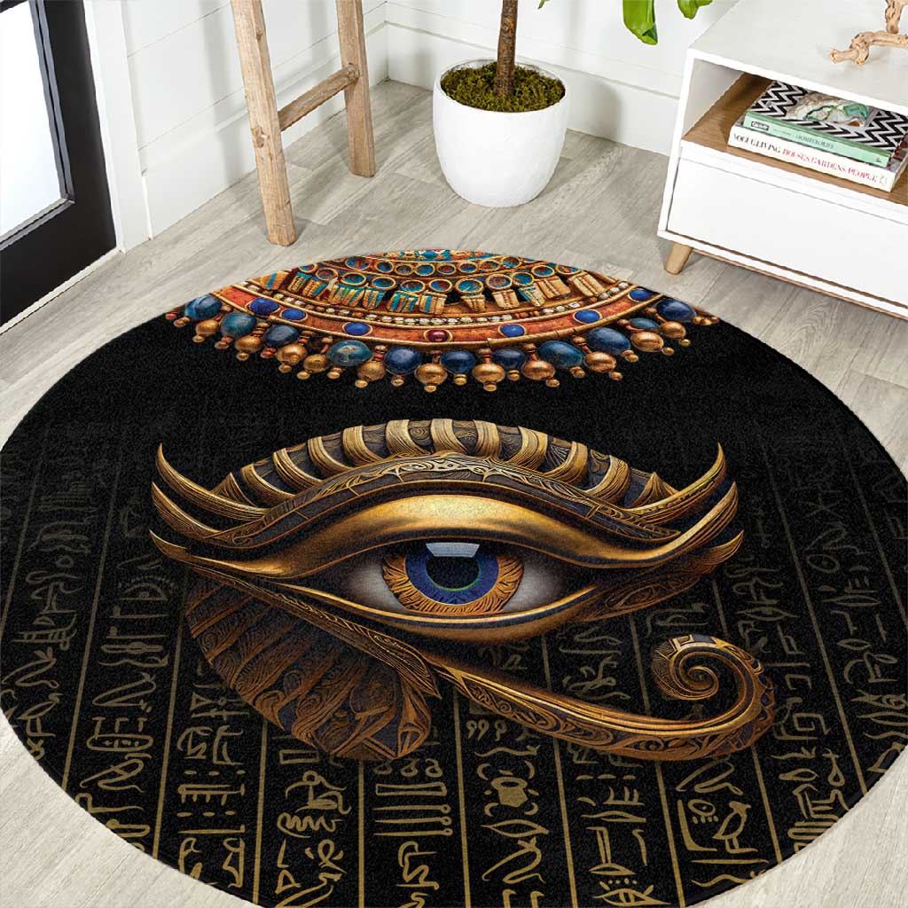 Egypt Eyes Of Horus Round Carpet with Egyptian Hieroglyphs LT9