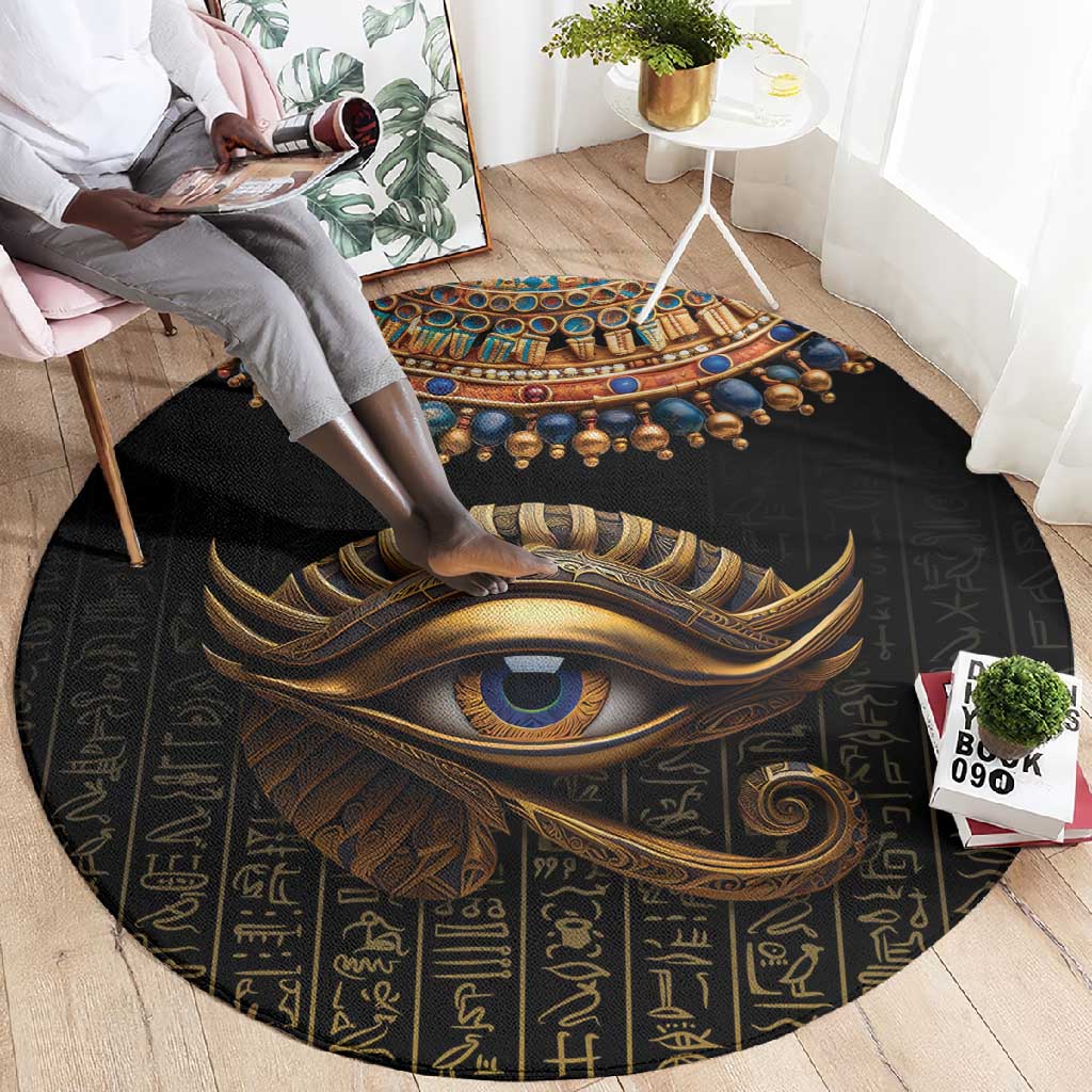 Egypt Eyes Of Horus Round Carpet with Egyptian Hieroglyphs LT9