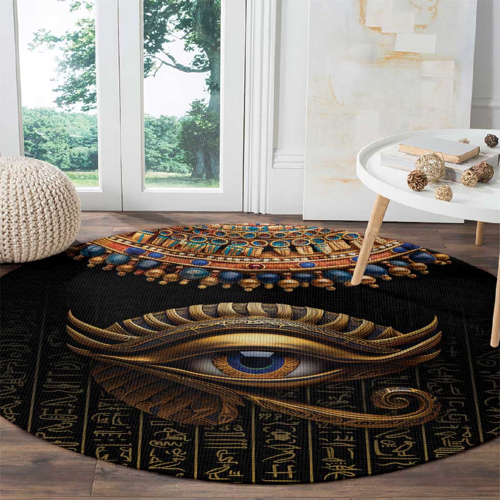 Egypt Eyes Of Horus Round Carpet with Egyptian Hieroglyphs LT9