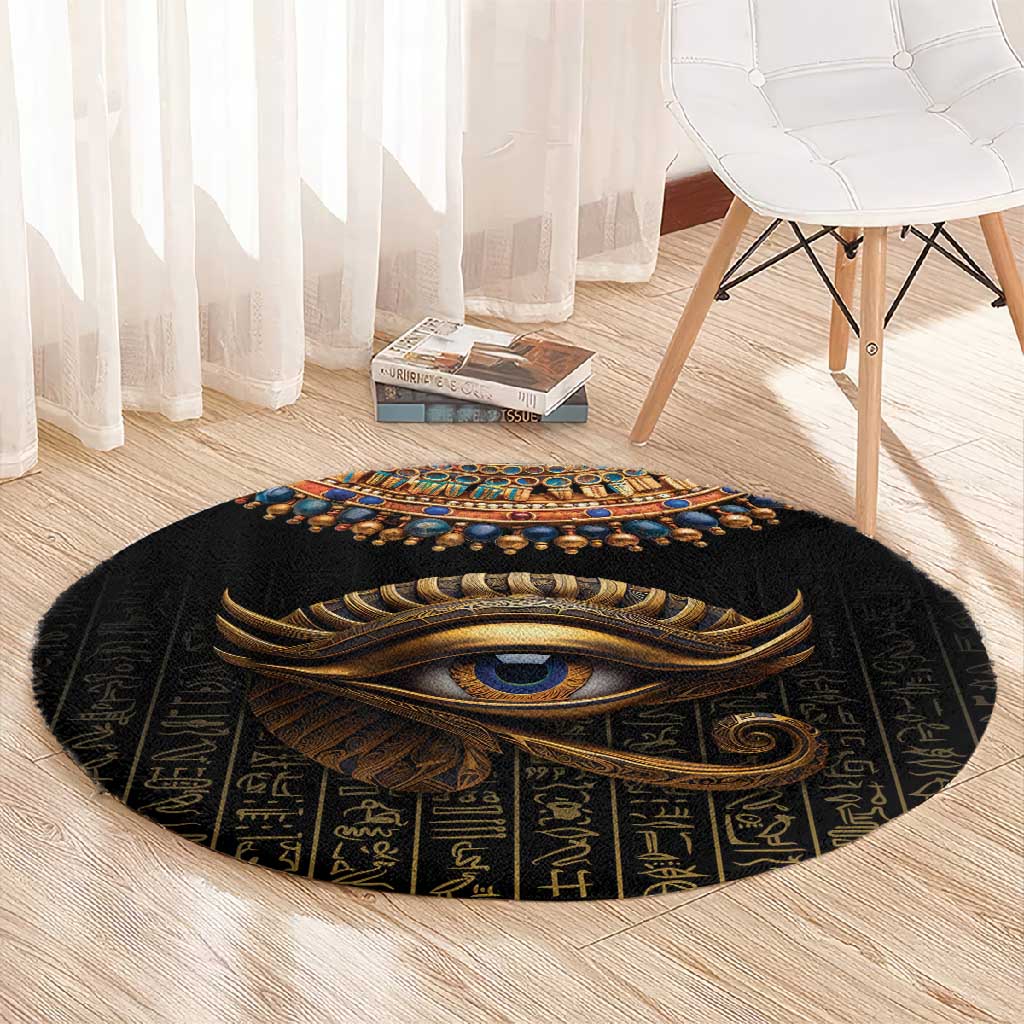 Egypt Eyes Of Horus Round Carpet with Egyptian Hieroglyphs LT9