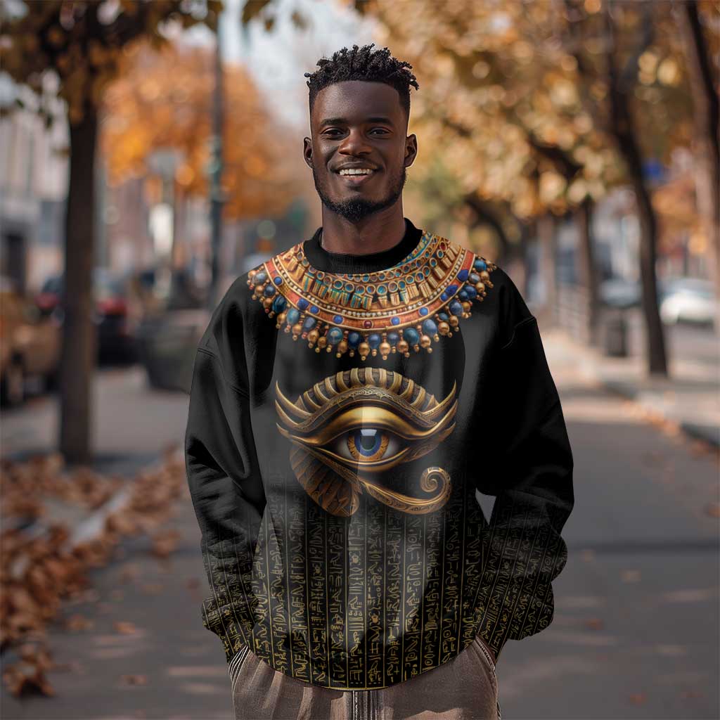 Egypt Eyes Of Horus Sweatshirt with Egyptian Hieroglyphs LT9