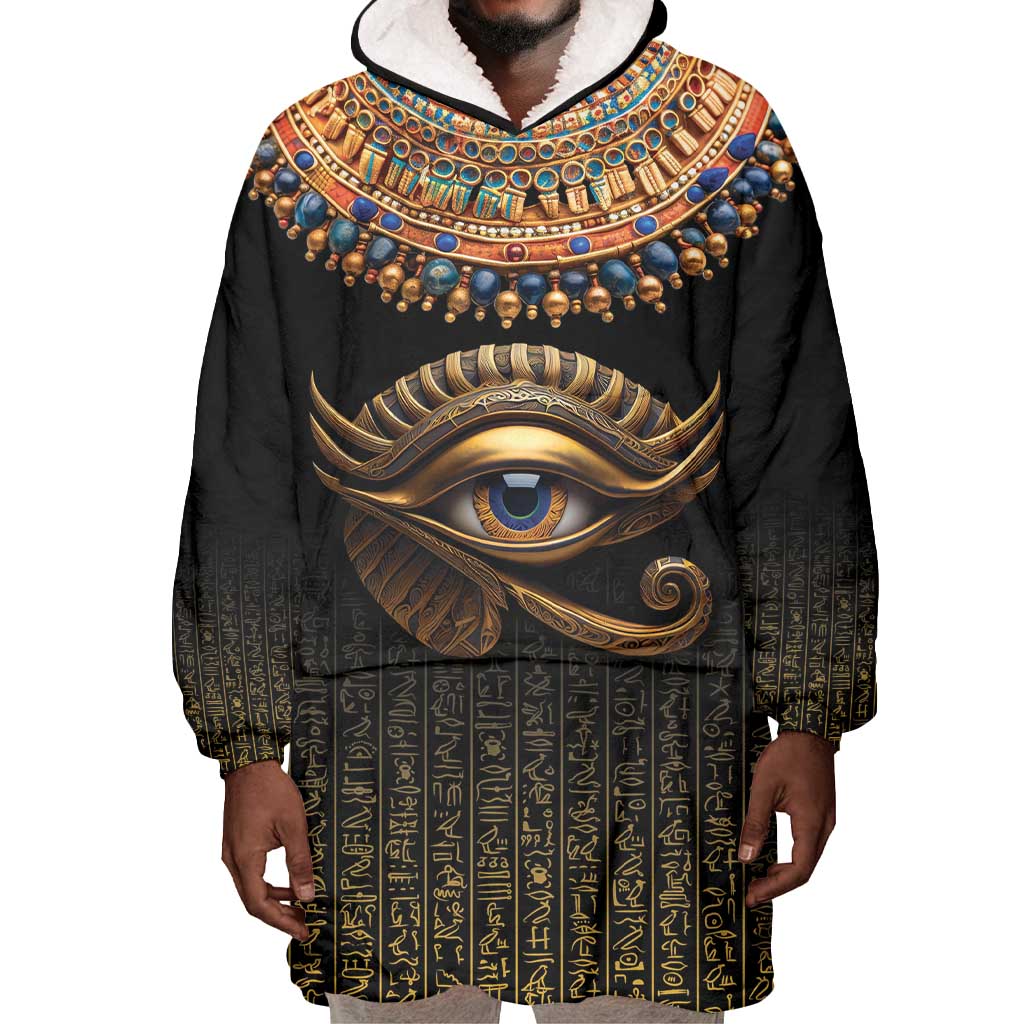 Egypt Eyes Of Horus Wearable Blanket Hoodie with Egyptian Hieroglyphs LT9