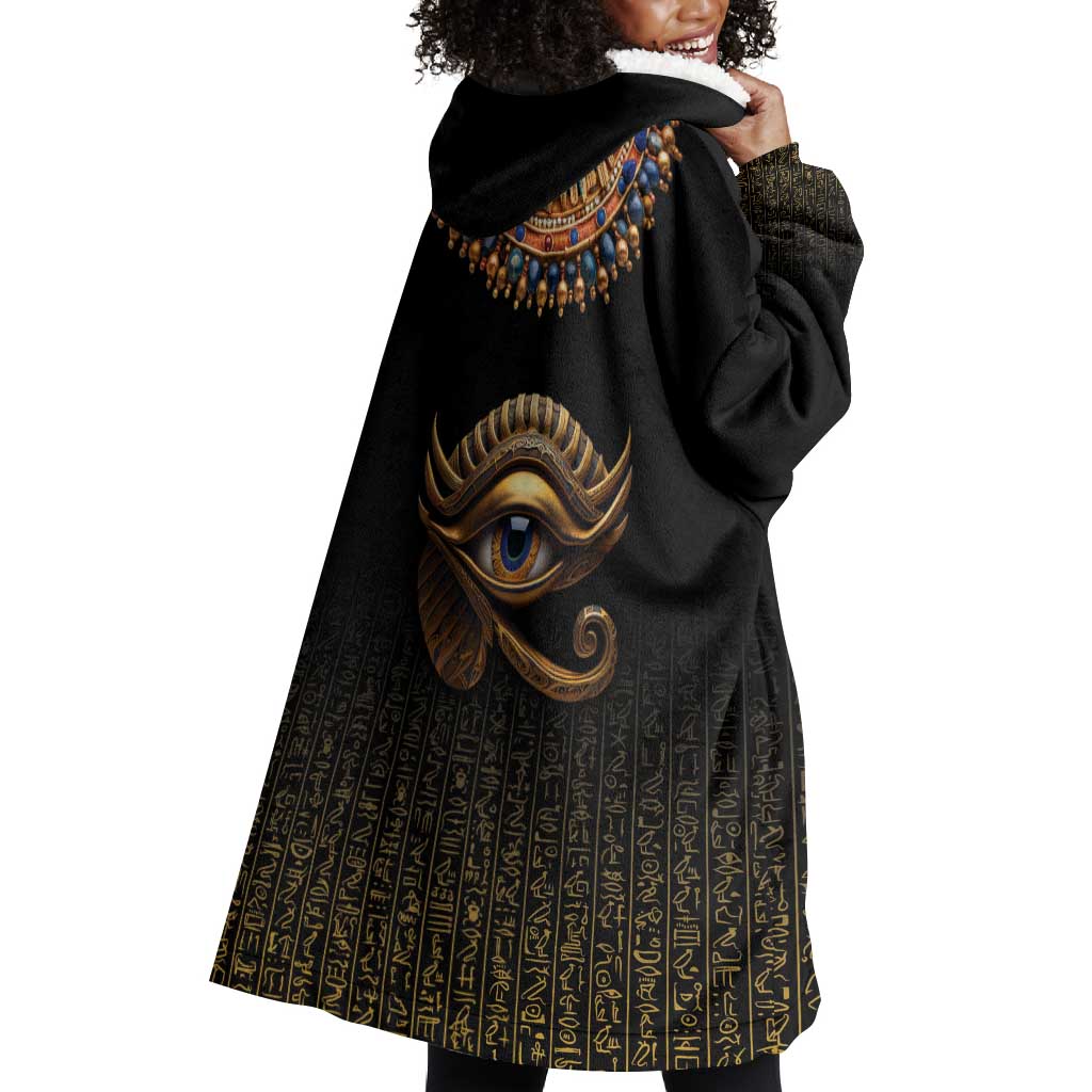 Egypt Eyes Of Horus Wearable Blanket Hoodie with Egyptian Hieroglyphs LT9