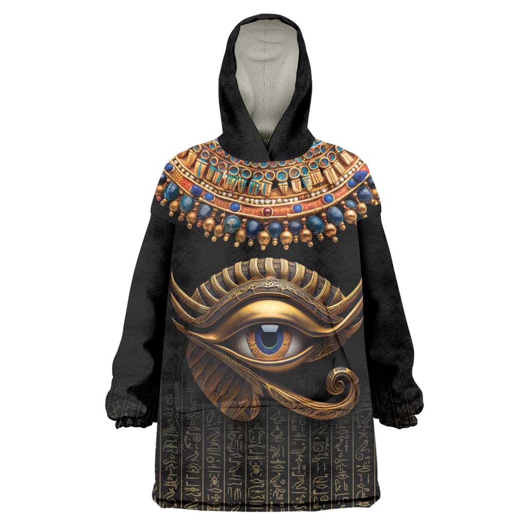 Egypt Eyes Of Horus Wearable Blanket Hoodie with Egyptian Hieroglyphs LT9