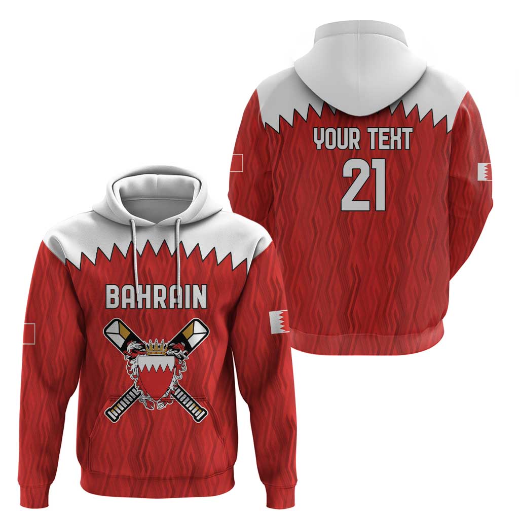 Custom Bahrain Cricket Hoodie Coat of arms of Bahrain with Sporty Pattern LT9