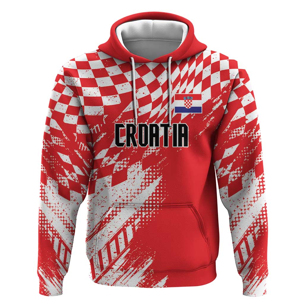 Croatia Rugby Custom Hoodie Chessboard with Sporty Pattern LT9