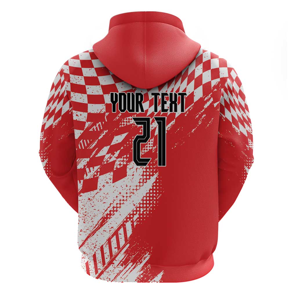 Croatia Rugby Custom Hoodie Chessboard with Sporty Pattern LT9