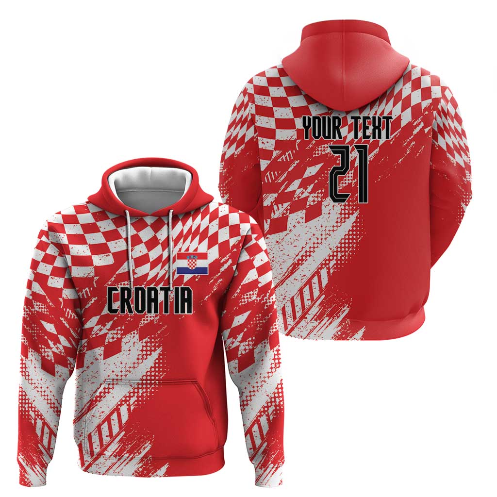 Croatia Rugby Custom Hoodie Chessboard with Sporty Pattern LT9