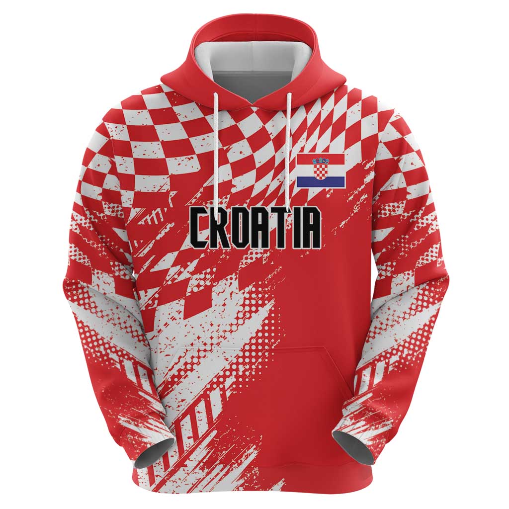 Croatia Rugby Custom Hoodie Chessboard with Sporty Pattern LT9