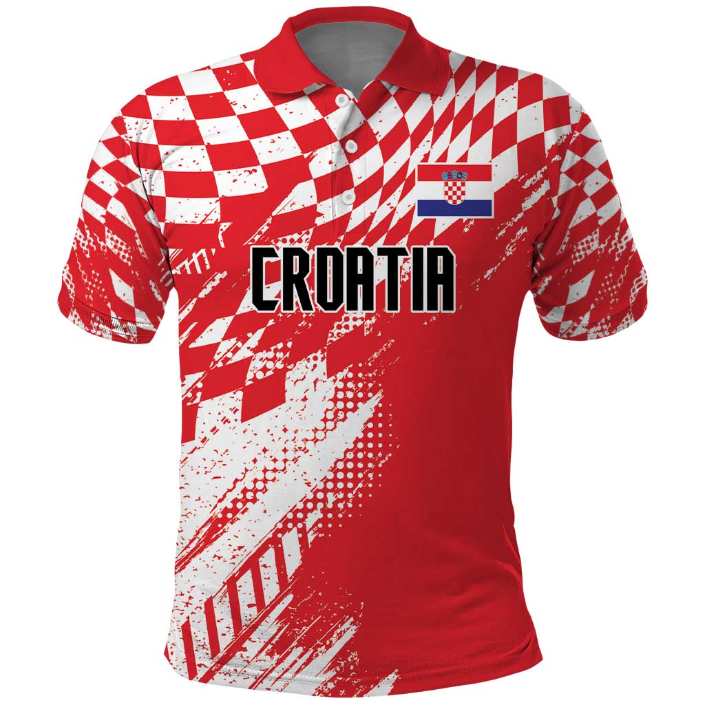 Croatia Rugby Custom Polo Shirt Chessboard with Sporty Pattern LT9