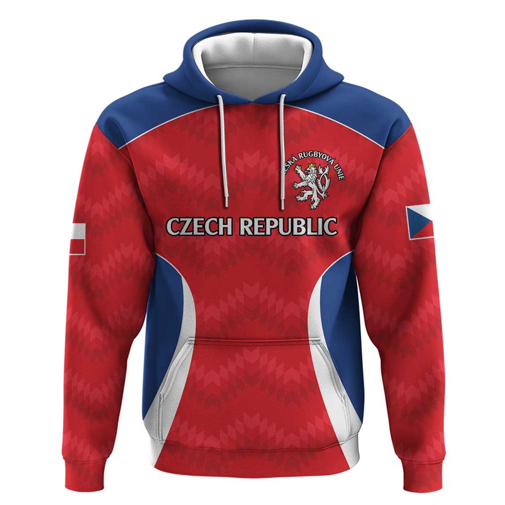 Czech Republic Rugby Custom Hoodie Silver Double-tailed Lion Sporty Pattern LT9