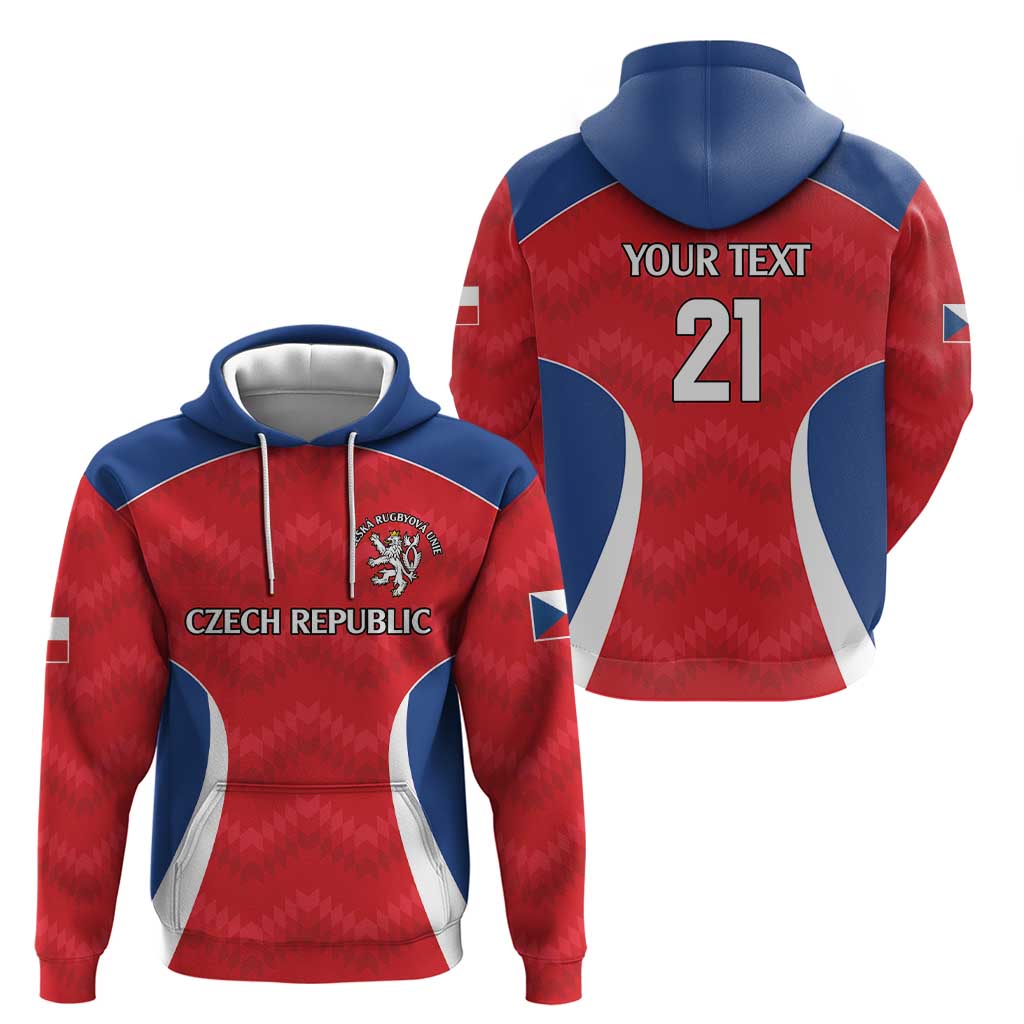 Czech Republic Rugby Custom Hoodie Silver Double-tailed Lion Sporty Pattern LT9