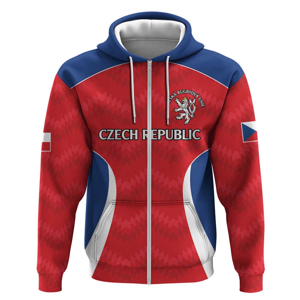 Czech Republic Rugby Custom Hoodie Silver Double-tailed Lion Sporty Pattern LT9
