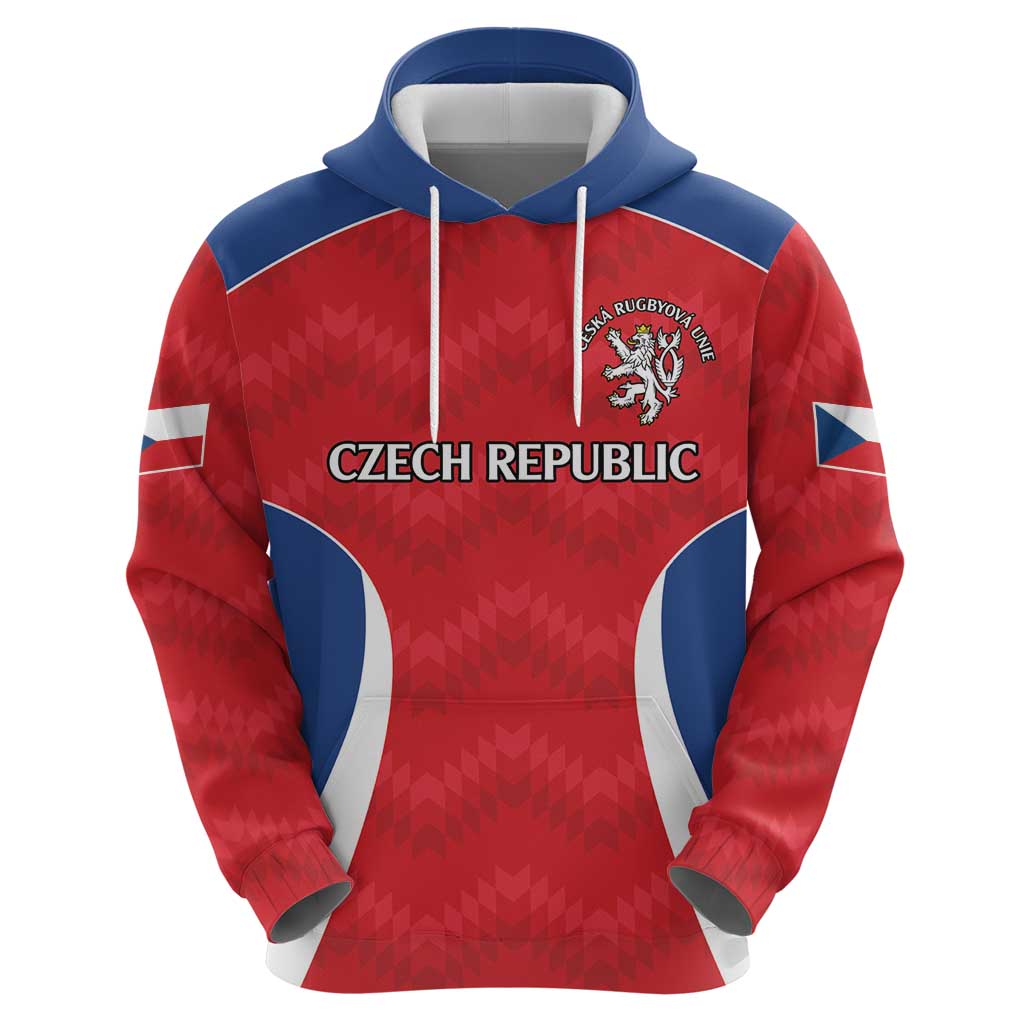 Czech Republic Rugby Custom Hoodie Silver Double-tailed Lion Sporty Pattern LT9