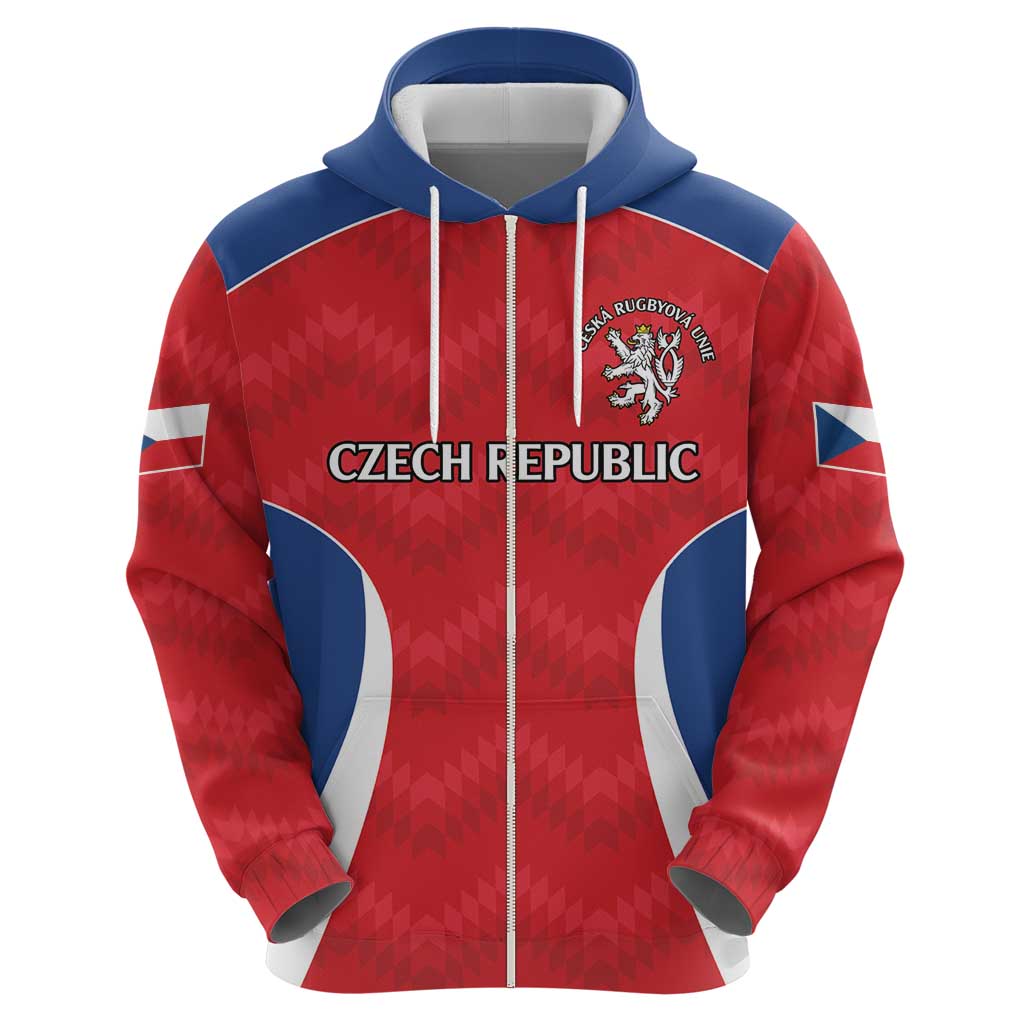 Czech Republic Rugby Custom Hoodie Silver Double-tailed Lion Sporty Pattern LT9