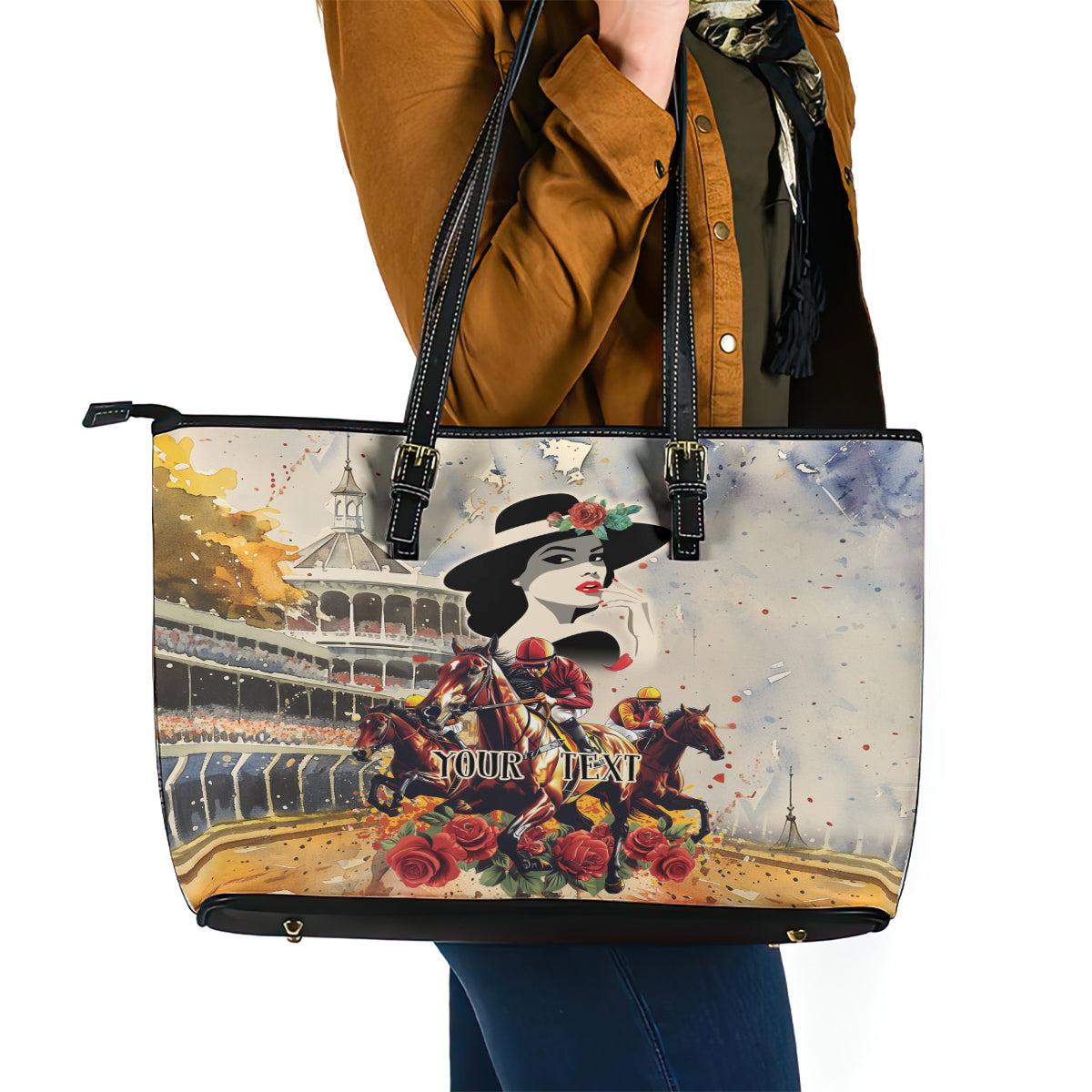 Personalized Kentucky Ladies Leather Tote Bag The Run For The Roses Derby LT9