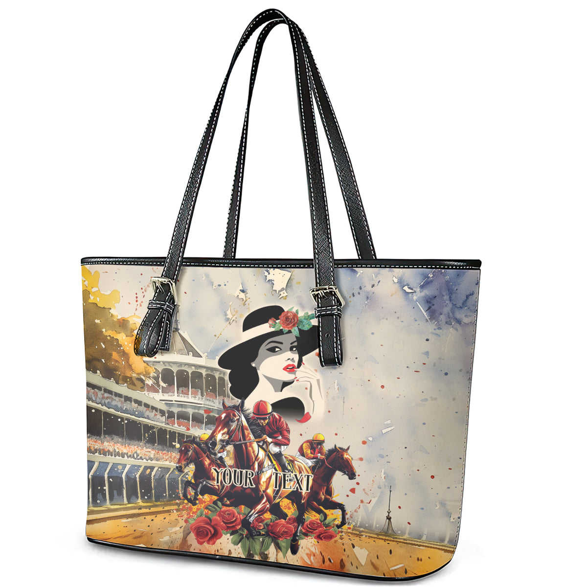 Personalized Kentucky Ladies Leather Tote Bag The Run For The Roses Derby LT9