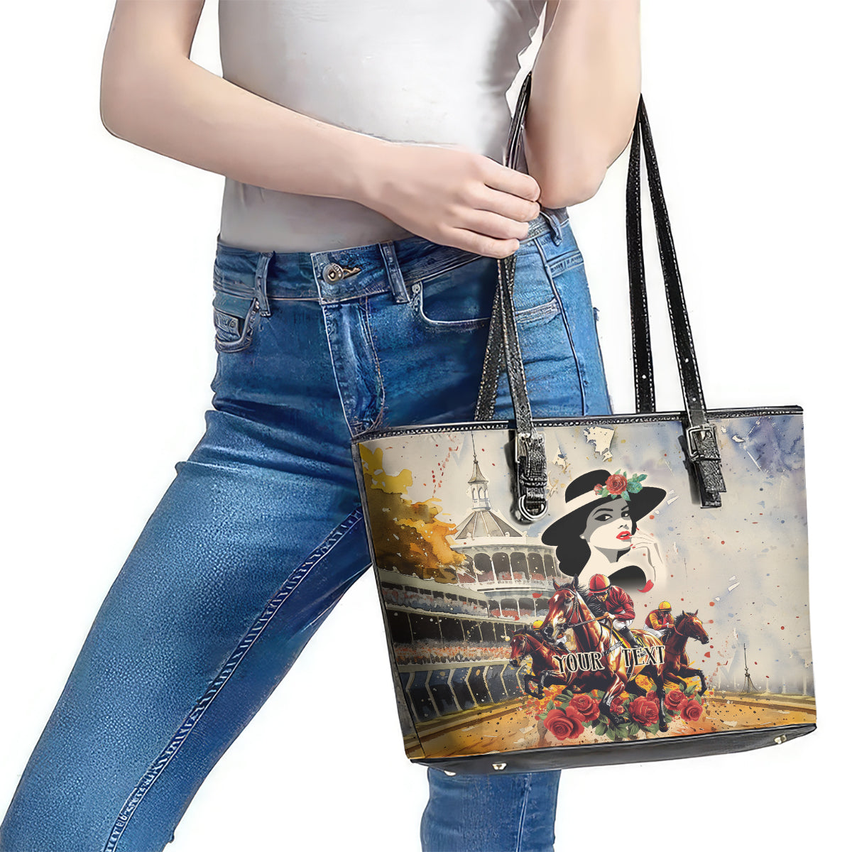 Personalized Kentucky Ladies Leather Tote Bag The Run For The Roses Derby LT9