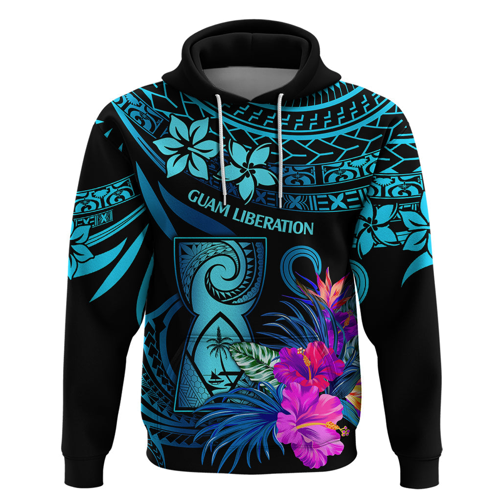 Polynesian Guam Hoodie With Latte Stone Happy Liberation Day LT9