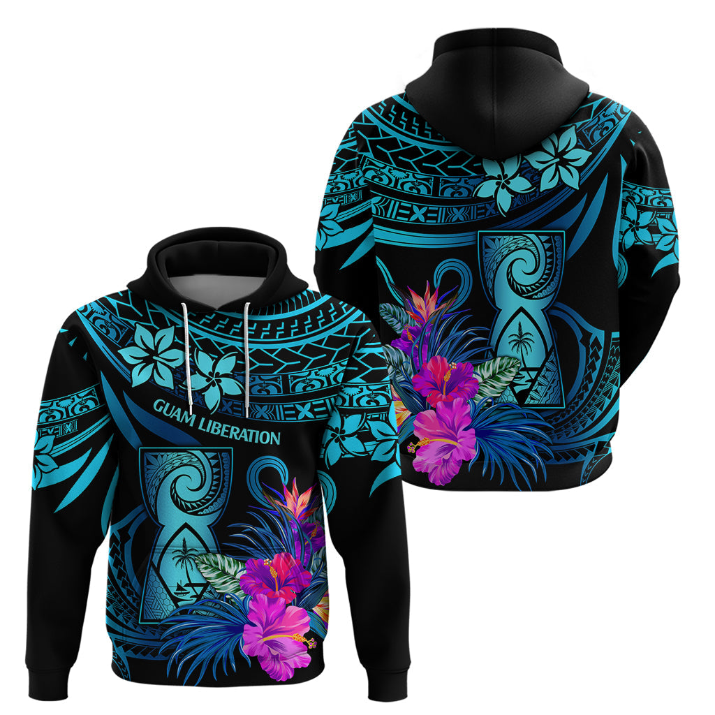 Polynesian Guam Hoodie With Latte Stone Happy Liberation Day LT9