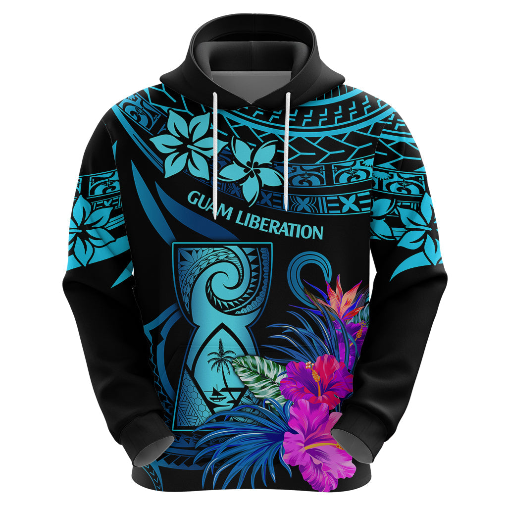 Polynesian Guam Hoodie With Latte Stone Happy Liberation Day LT9