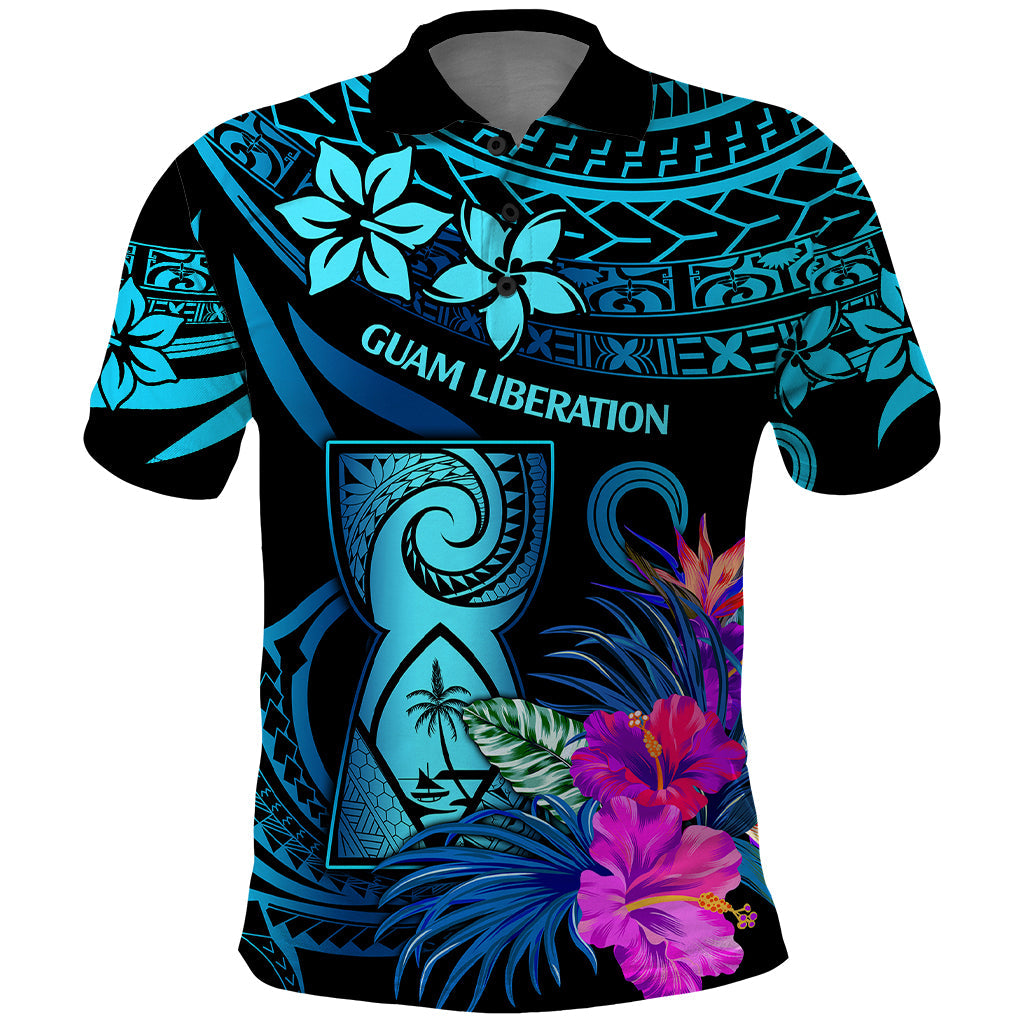 Polynesian Guam Polo Shirt With Latte Stone Happy Liberation Day LT9