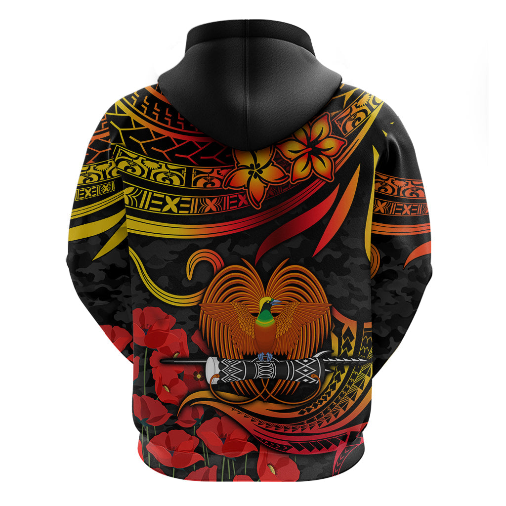 PNG Remembrance Day Hoodie Polynesian Tribal and Poppy LT9