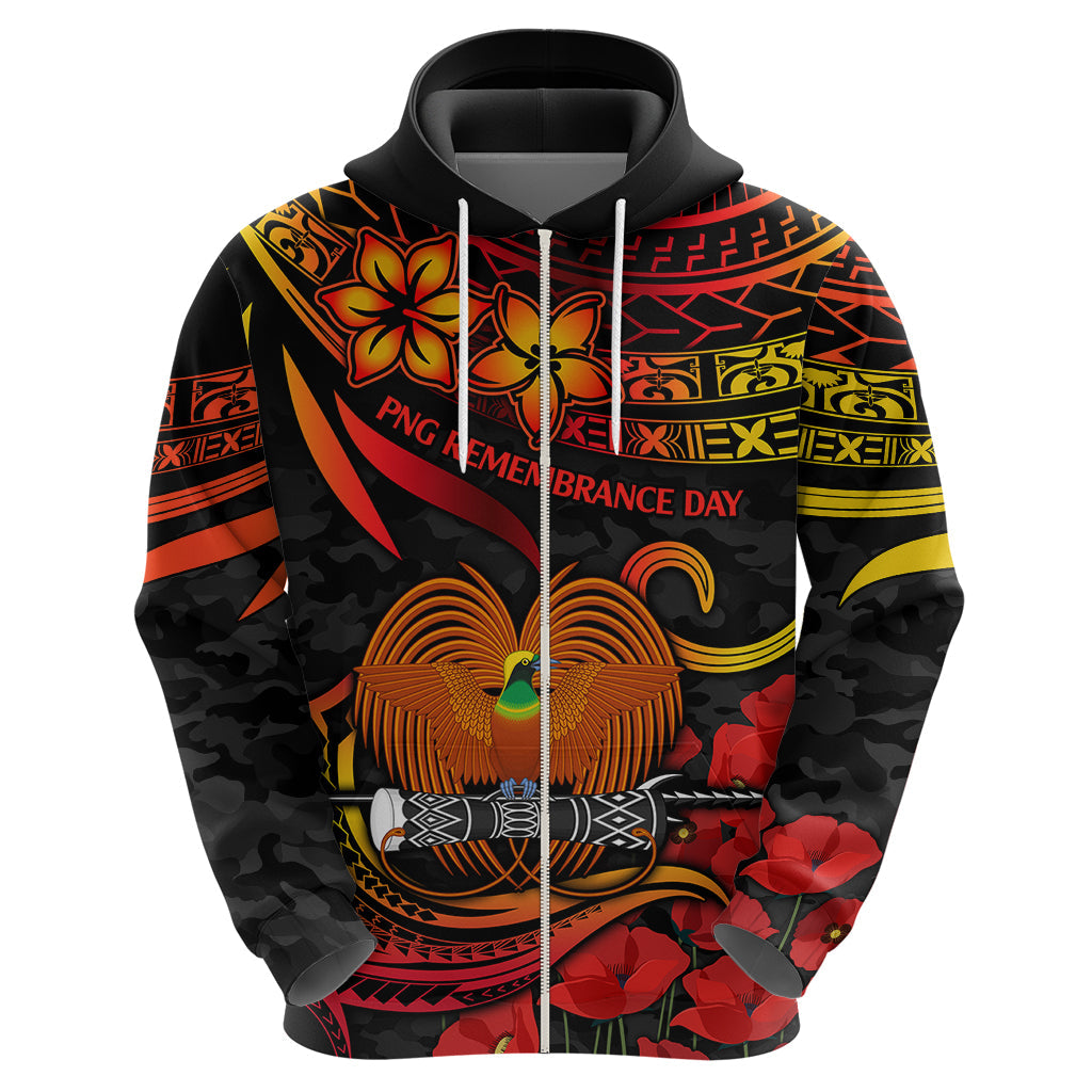 PNG Remembrance Day Hoodie Polynesian Tribal and Poppy LT9