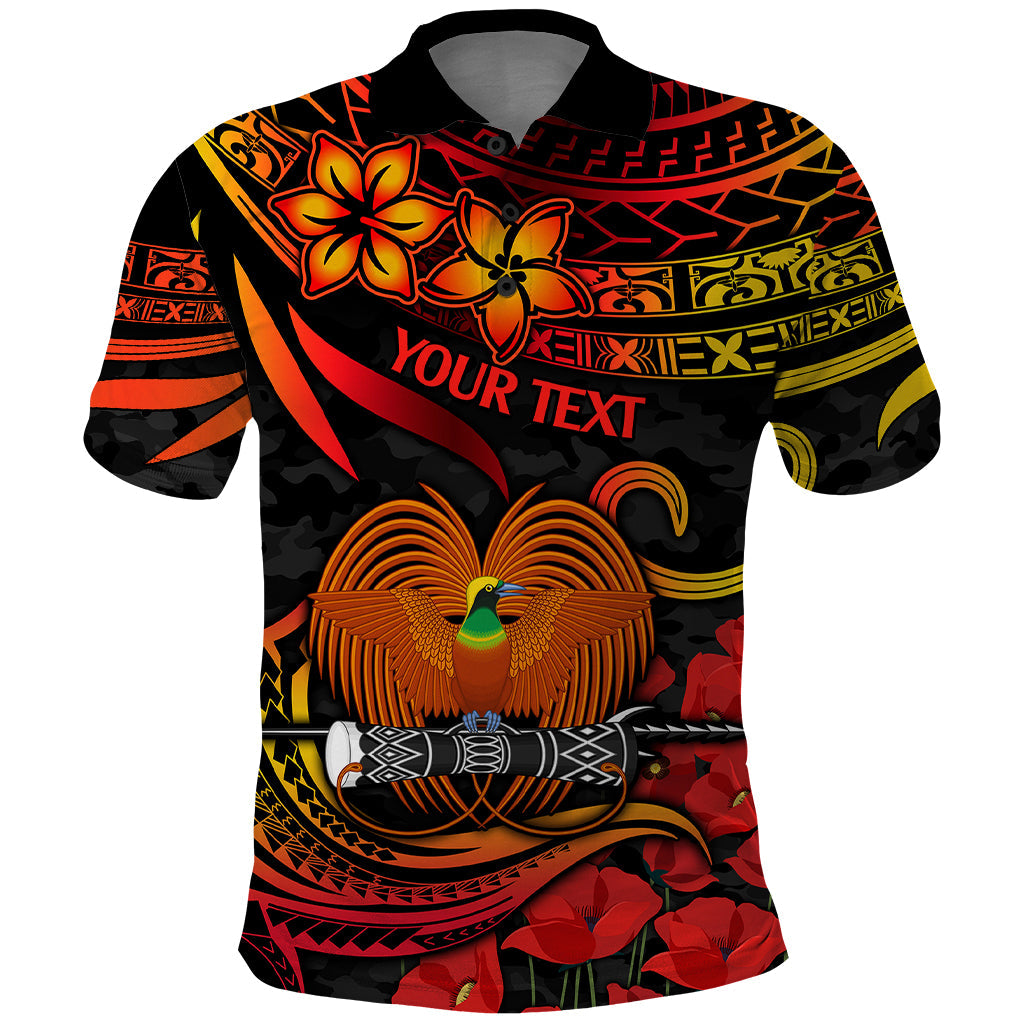 Custom PNG Remembrance Day Polo Shirt Polynesian Tribal and Poppy LT9
